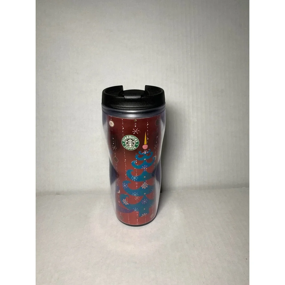 Starbucks 2004 Holiday Christmas Tree Red Insulated Travel Tumbler Mug 16oz